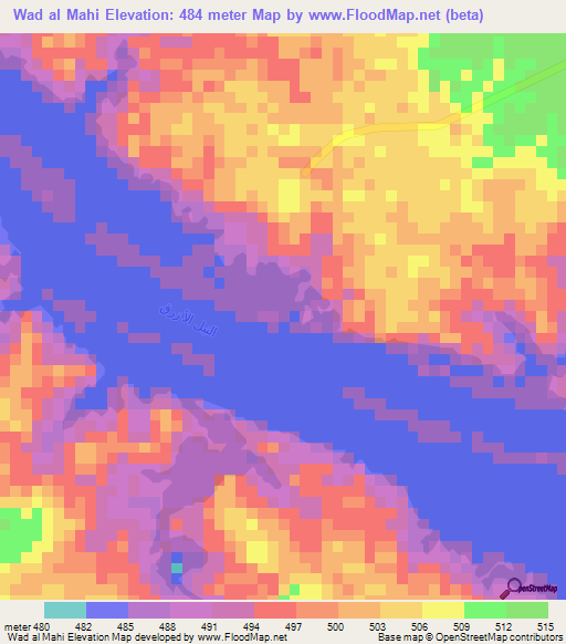 Wad al Mahi,Sudan Elevation Map