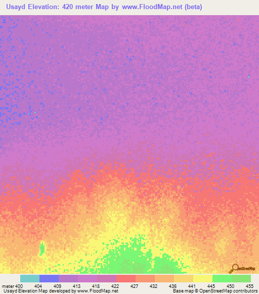 Usayd,Sudan Elevation Map