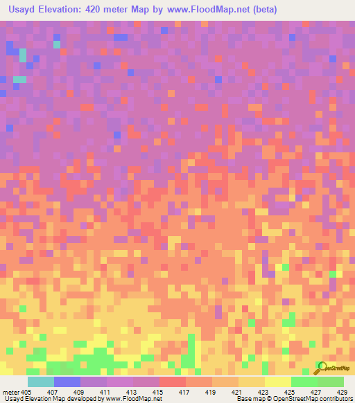 Usayd,Sudan Elevation Map