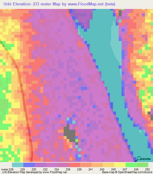 Urbi,Sudan Elevation Map