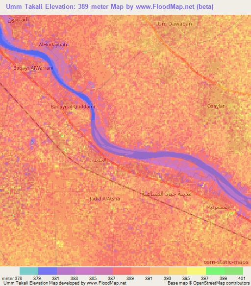 Umm Takali,Sudan Elevation Map