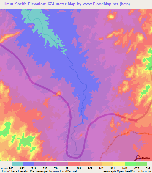 Umm Sheifa,Sudan Elevation Map