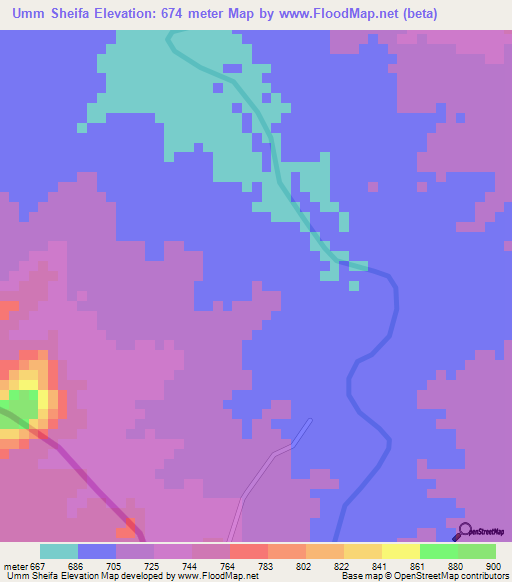 Umm Sheifa,Sudan Elevation Map