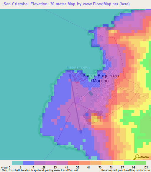 San Cristobal,Ecuador Elevation Map