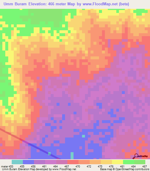 Umm Buram,Sudan Elevation Map