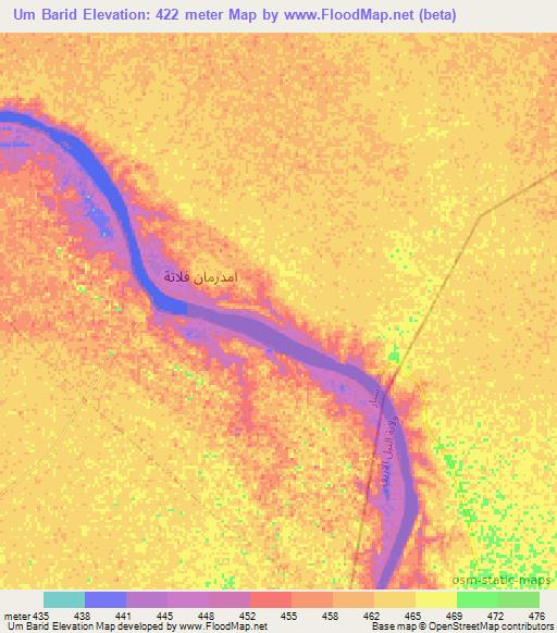 Um Barid,Sudan Elevation Map