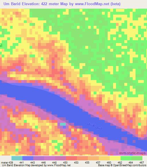 Um Barid,Sudan Elevation Map