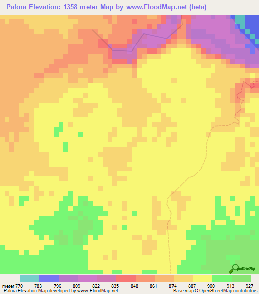 Palora,Ecuador Elevation Map