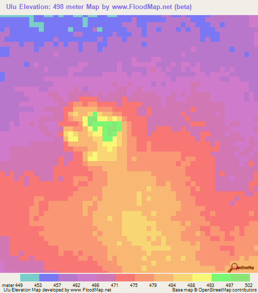 Ulu,Sudan Elevation Map