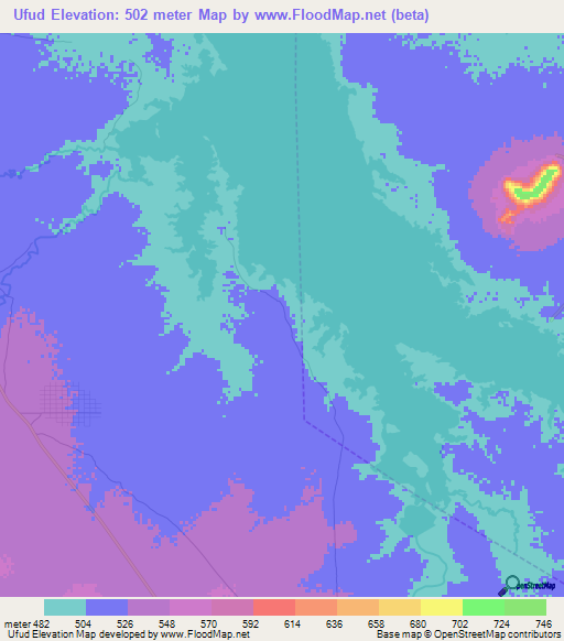 Ufud,Sudan Elevation Map