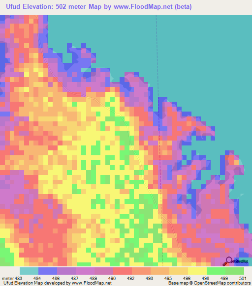 Ufud,Sudan Elevation Map