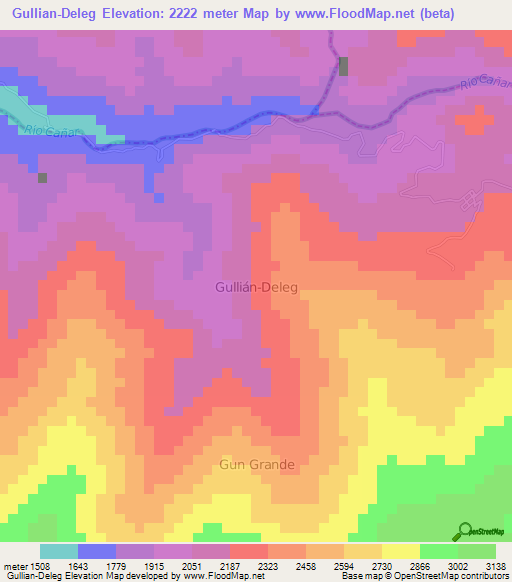 Gullian-Deleg,Ecuador Elevation Map