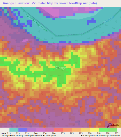 Anangu,Ecuador Elevation Map