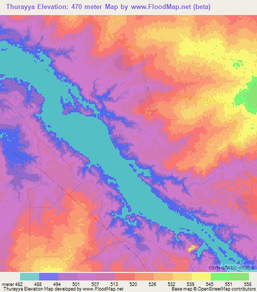 Thurayya,Sudan Elevation Map