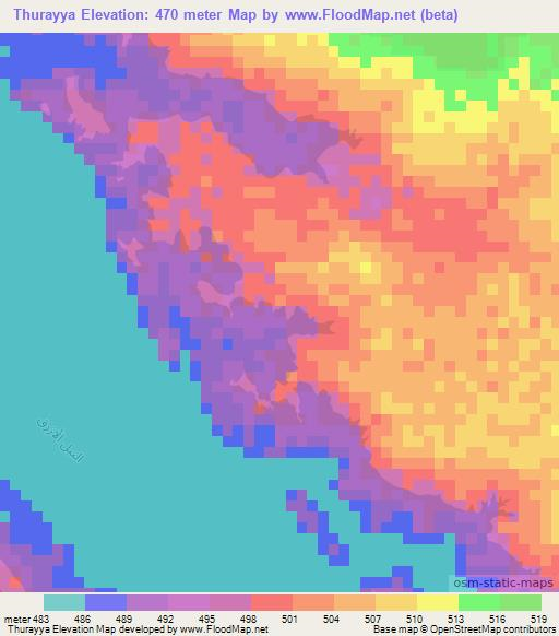 Thurayya,Sudan Elevation Map