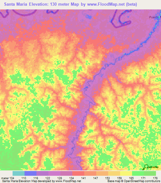 Elevation of Santa Maria,Bolivia Elevation Map, Topography, Contour