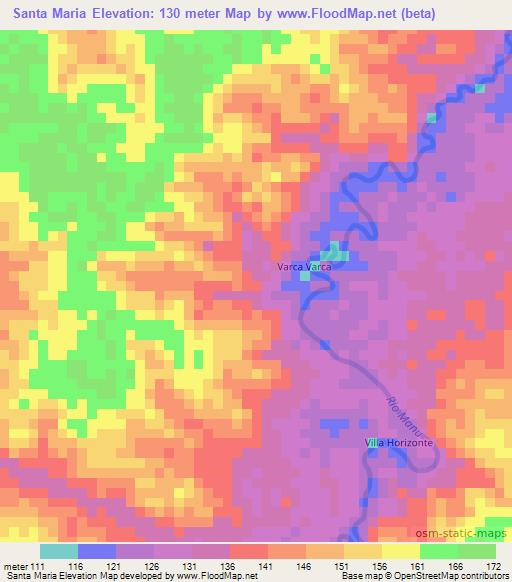 Santa Maria,Bolivia Elevation Map