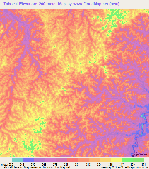 Elevation of Tabocal,Brazil Elevation Map, Topography, Contour