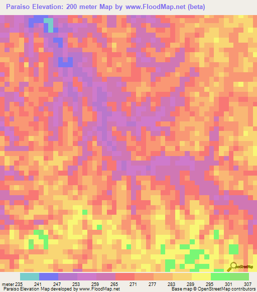 Paraiso,Brazil Elevation Map