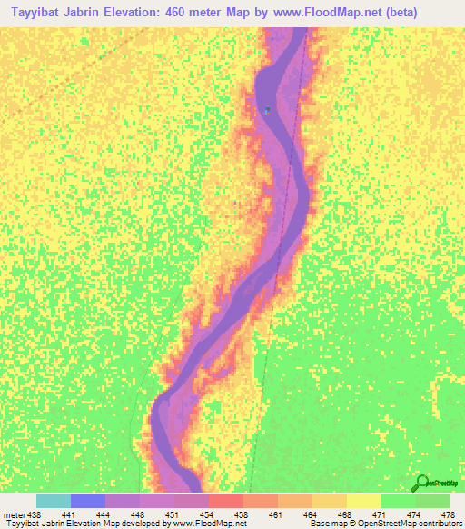 Tayyibat Jabrin,Sudan Elevation Map