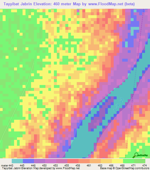 Tayyibat Jabrin,Sudan Elevation Map