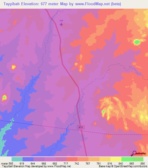 Tayyibah,Sudan Elevation Map