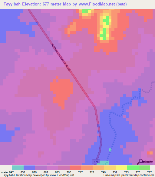 Tayyibah,Sudan Elevation Map