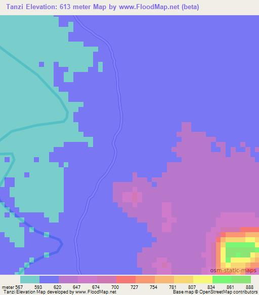 Tanzi,Sudan Elevation Map