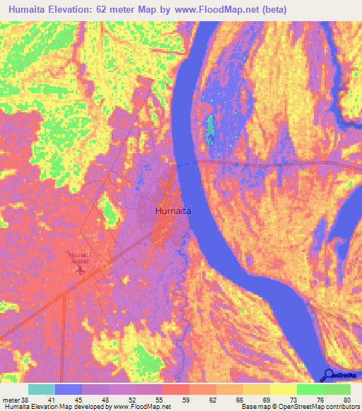 Humaita,Brazil Elevation Map