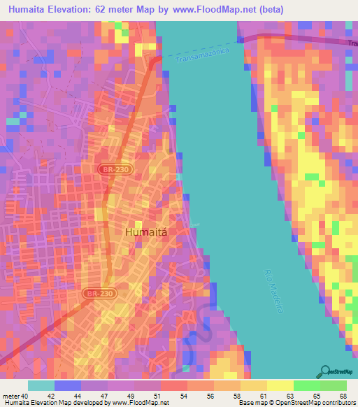 Humaita,Brazil Elevation Map