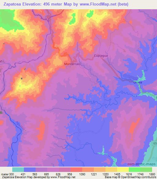 Zapatosa,Colombia Elevation Map