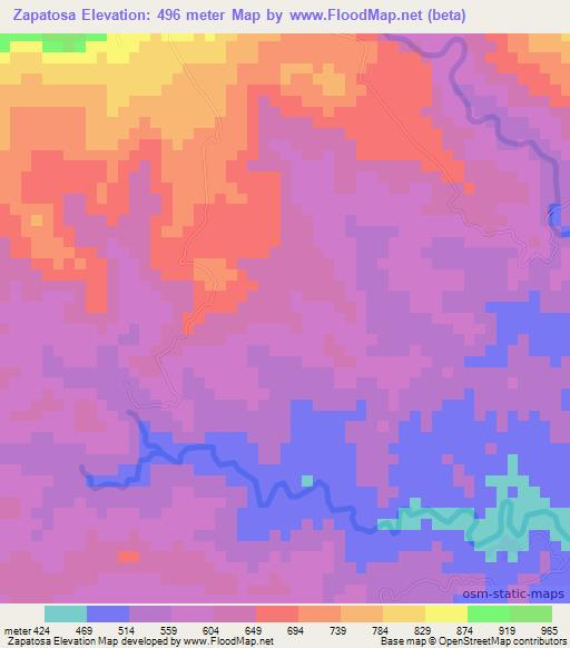 Zapatosa,Colombia Elevation Map