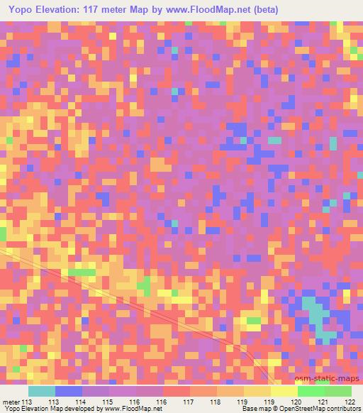 Yopo,Colombia Elevation Map