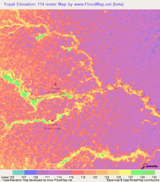 Yopal,Colombia Elevation Map