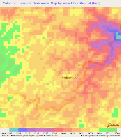 Yolombo,Colombia Elevation Map