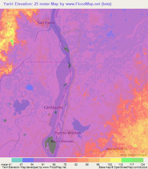 Yariri,Colombia Elevation Map