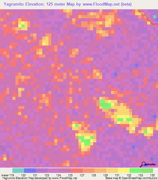 Yagrumito,Colombia Elevation Map