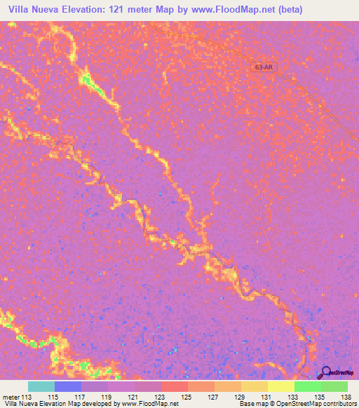 Villa Nueva,Colombia Elevation Map