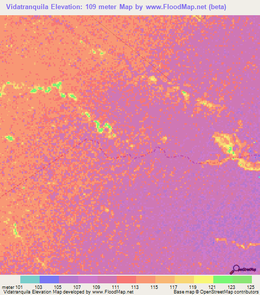 Vidatranquila,Colombia Elevation Map