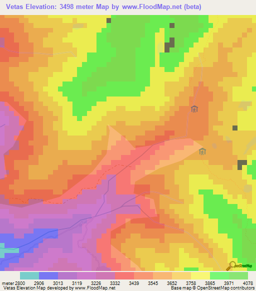 Vetas,Colombia Elevation Map