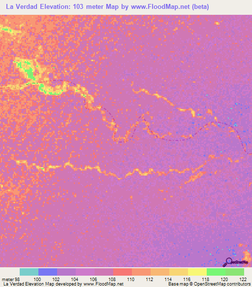 La Verdad,Colombia Elevation Map