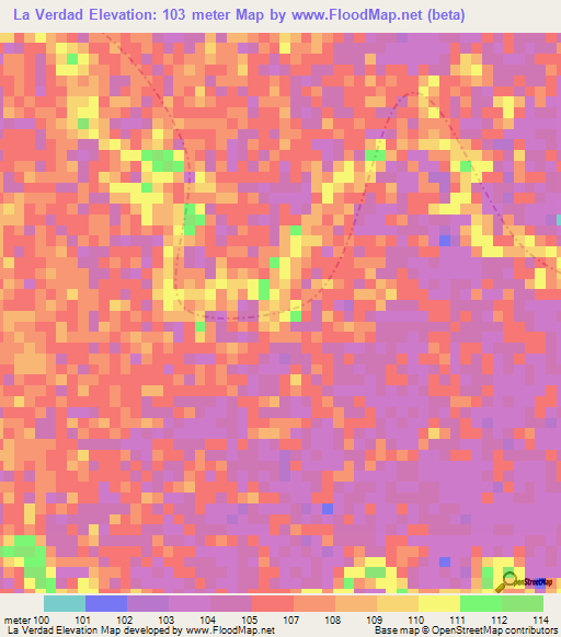 La Verdad,Colombia Elevation Map