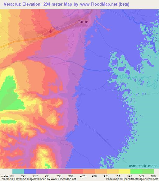 Veracruz,Colombia Elevation Map