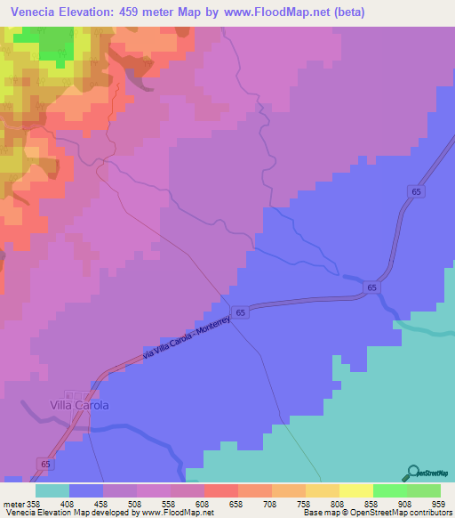 Venecia,Colombia Elevation Map