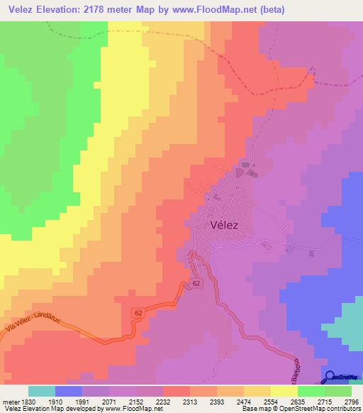 Velez,Colombia Elevation Map