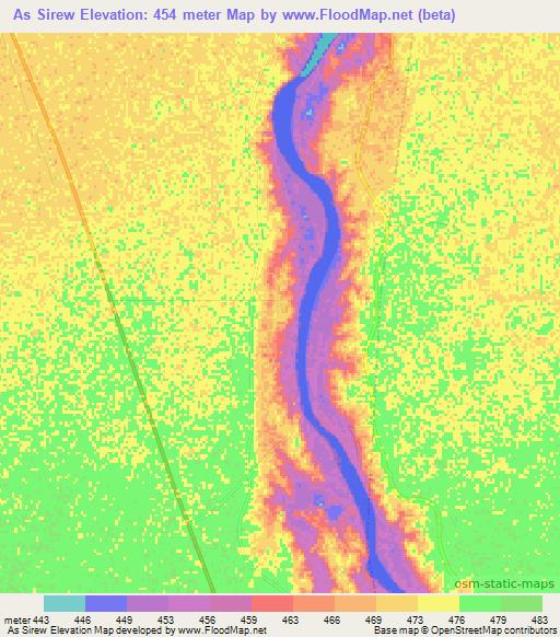 As Sirew,Sudan Elevation Map