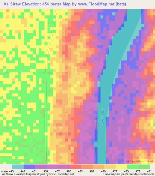 As Sirew,Sudan Elevation Map