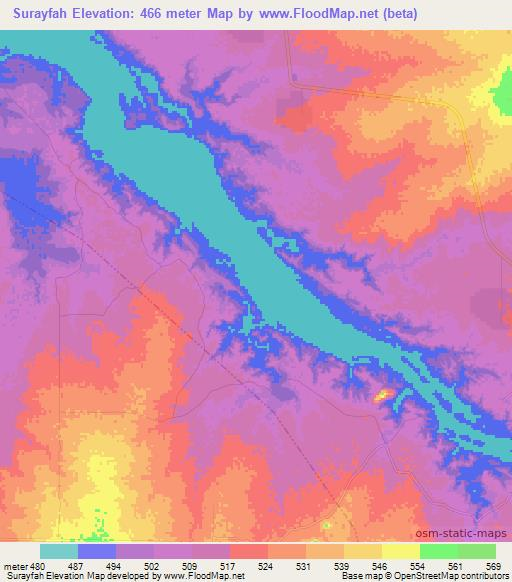 Surayfah,Sudan Elevation Map