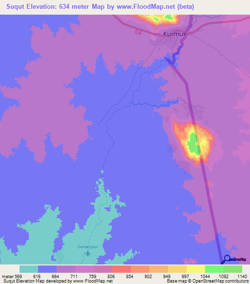 Suqut,Sudan Elevation Map