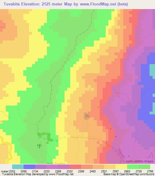 Tuvabita,Colombia Elevation Map